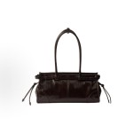 PRADA Bonnie brand logo zipper opening single-shoulder handbag, medium size for women, dark brown